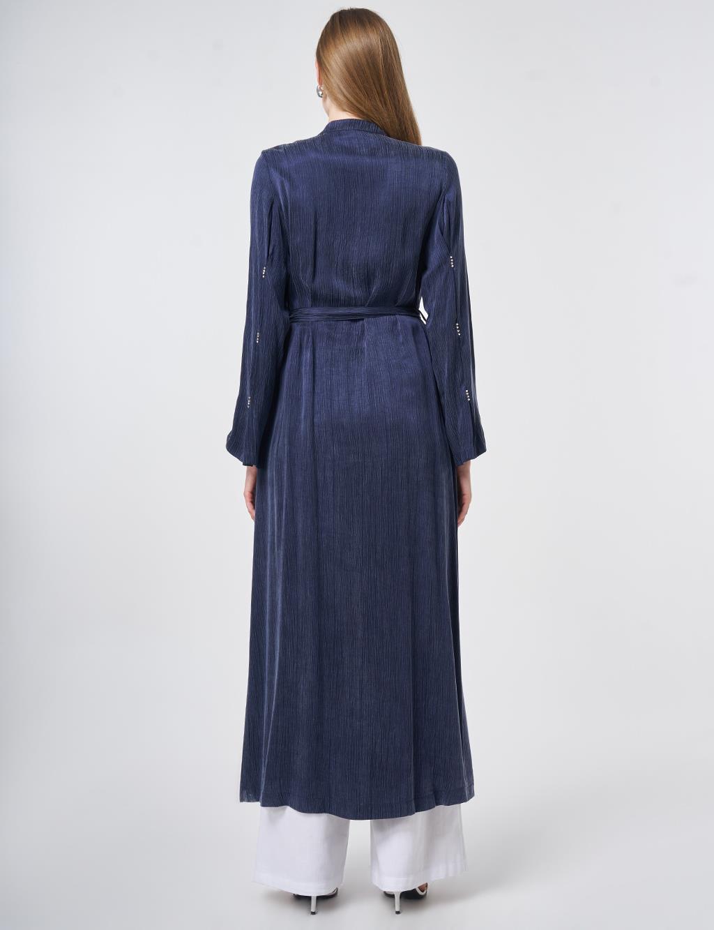 Taş İşlemeli Lyocell Viskon Giy Çık Koyu Lacivert 