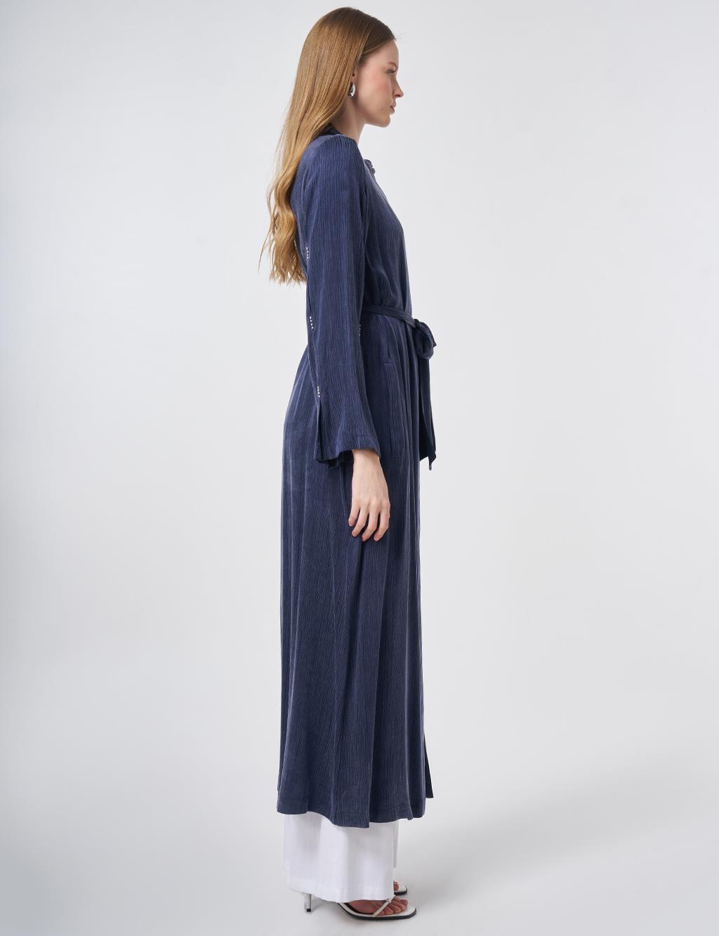 Taş İşlemeli Lyocell Viskon Giy Çık Koyu Lacivert 