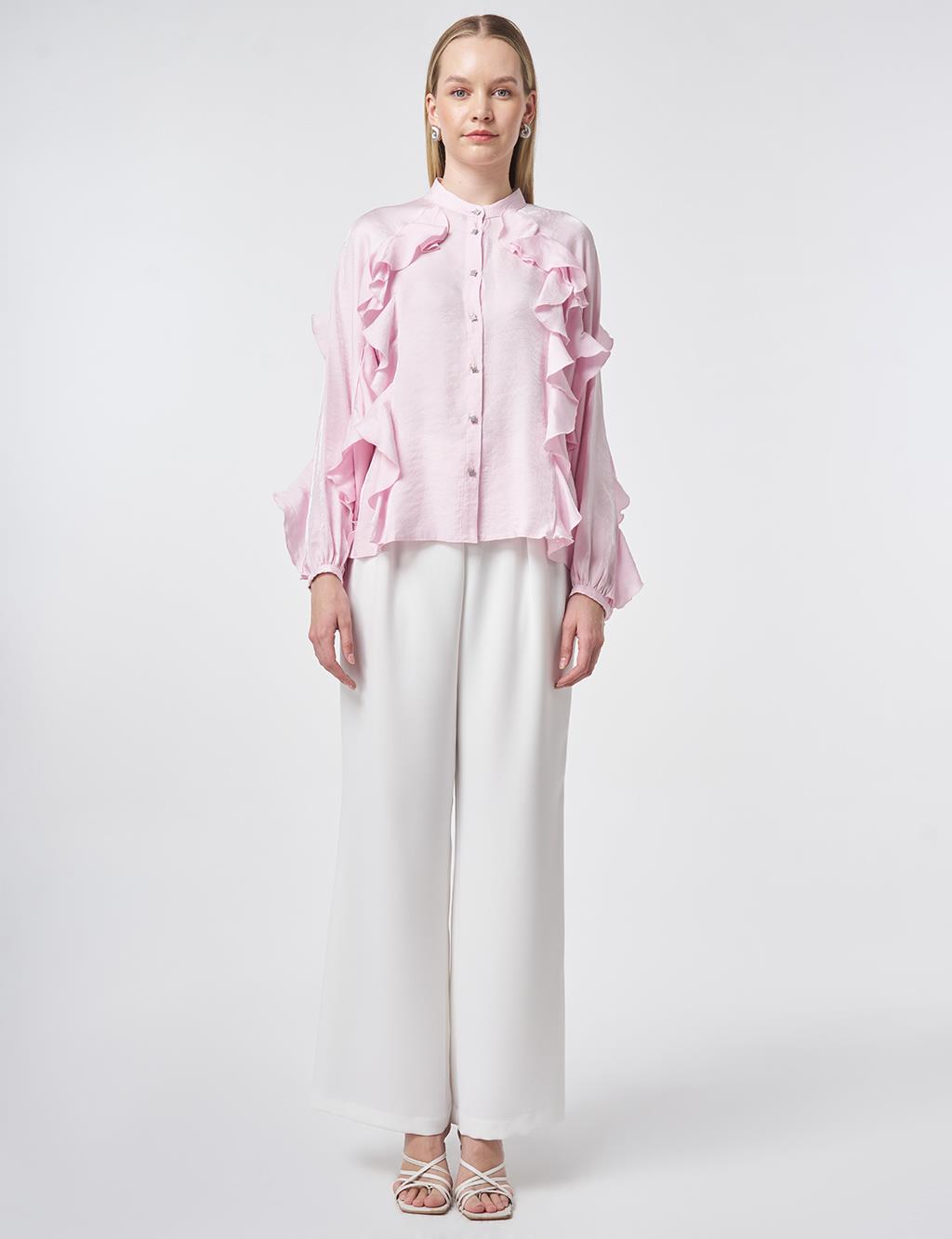Ruffled Modal Blouse – Powder Pink