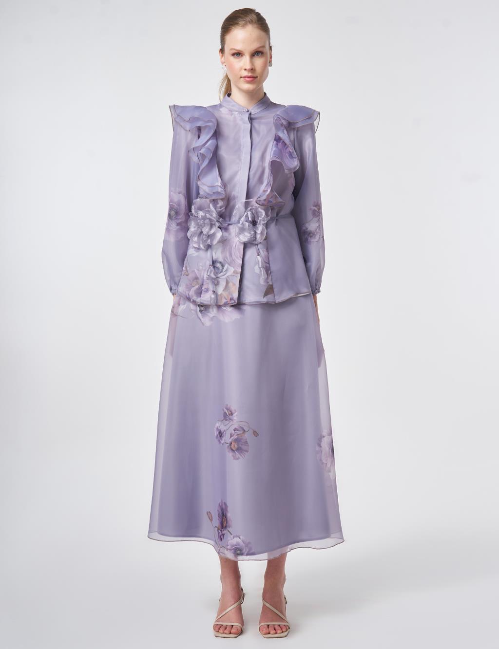 Ruffled Organza Two-Piece Set – Lilac