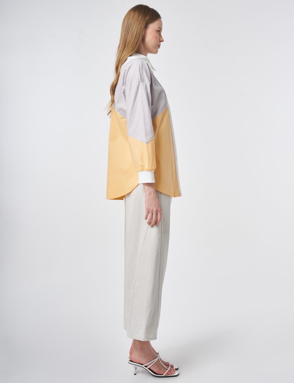 Color-Block Cotton Tunic – Peach