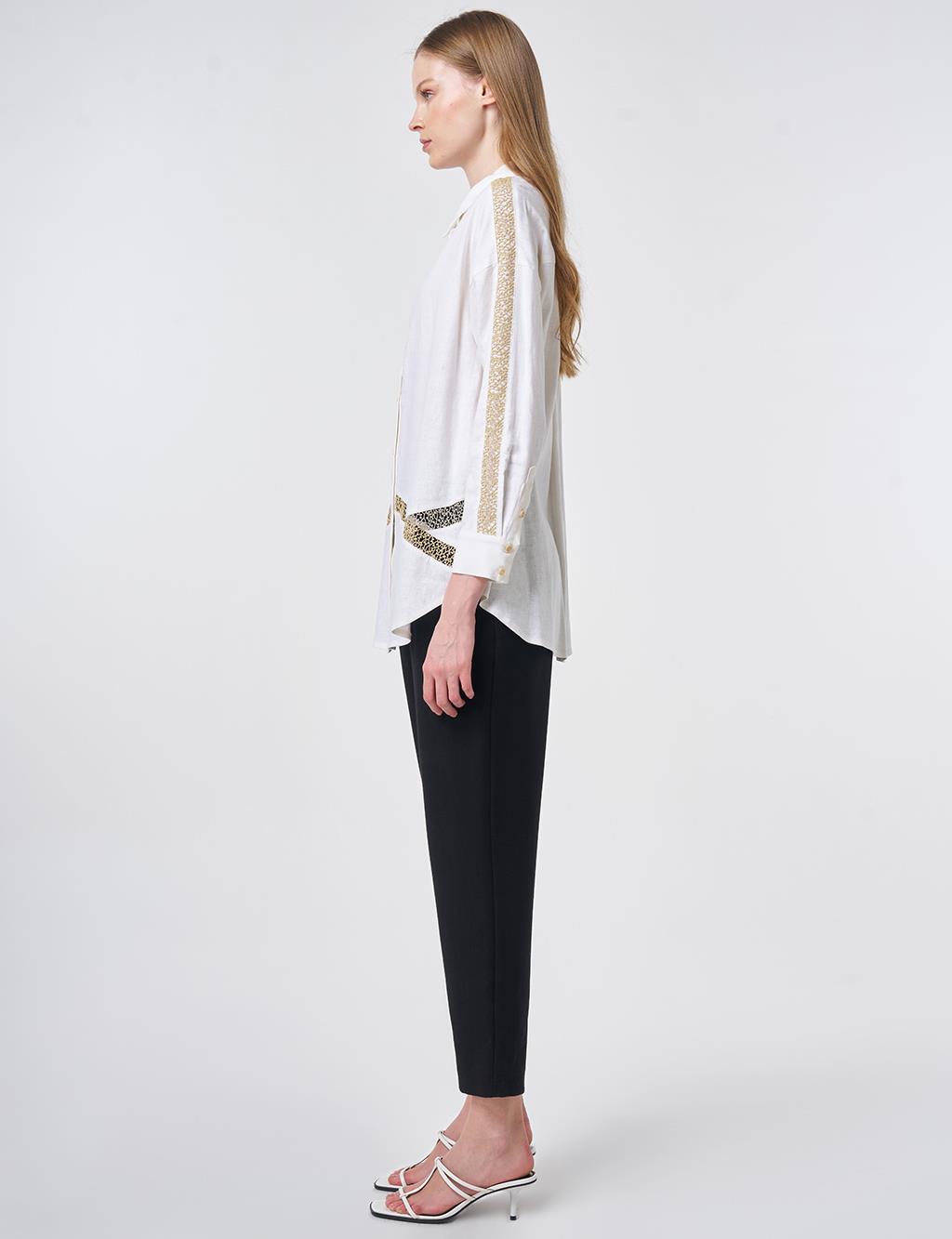 Lace Trim Linen Lyocell Tunic – Optic White