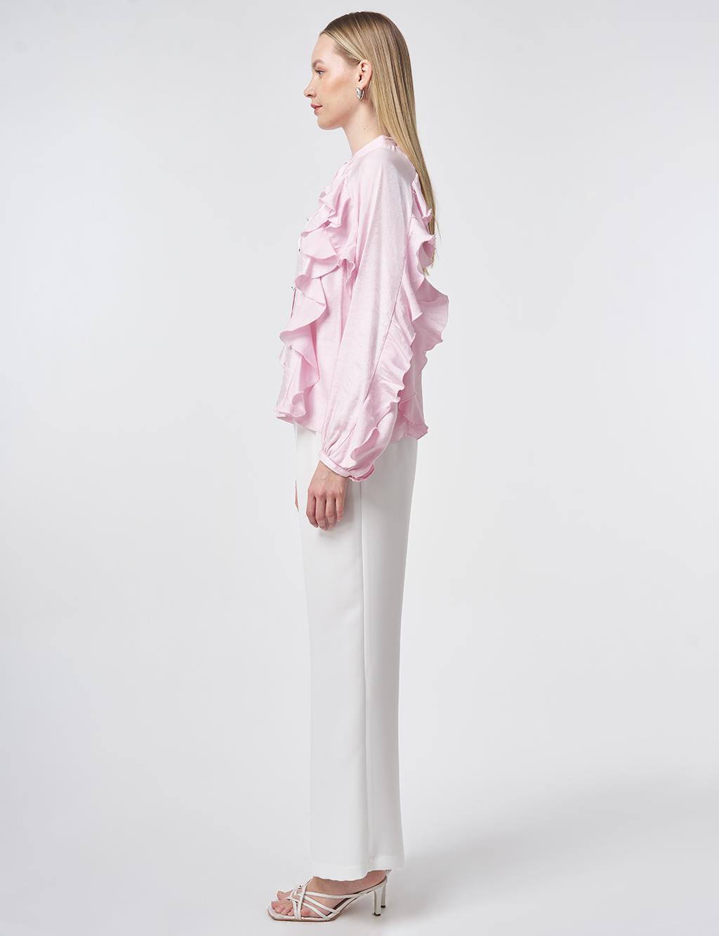 Ruffled Modal Blouse – Powder Pink