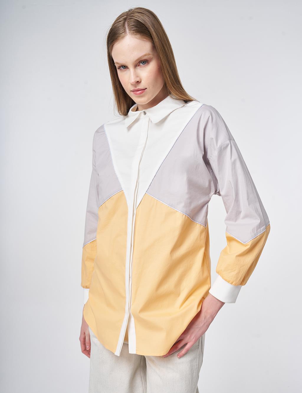 Color-Block Cotton Tunic – Peach