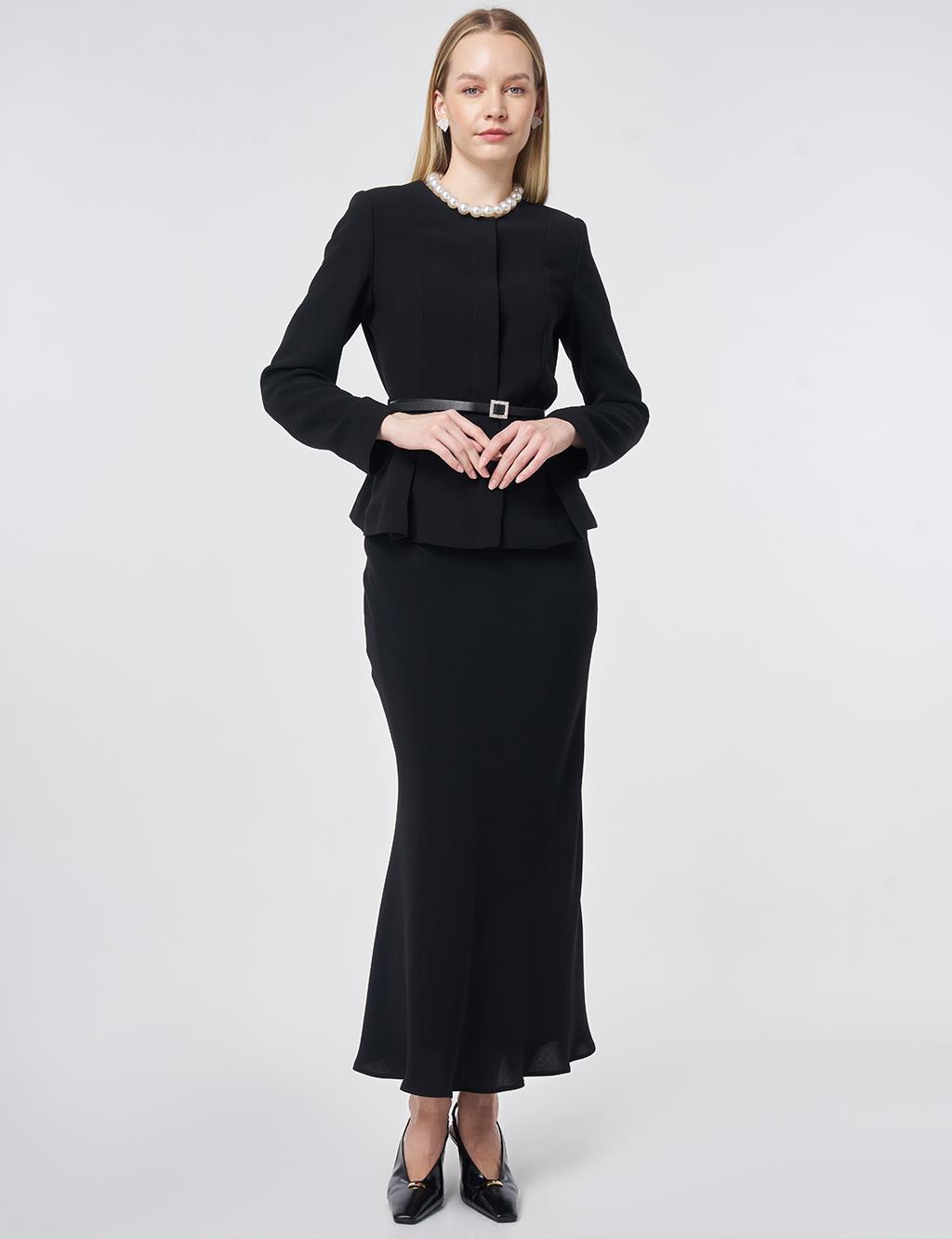 Belt Detailed Two-Piece Set – Black