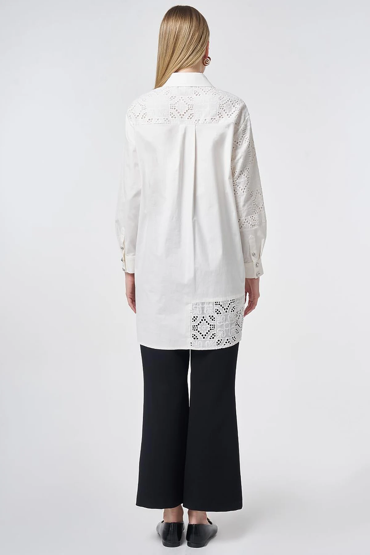 Broderie Trim Cotton Tunic – Ecru