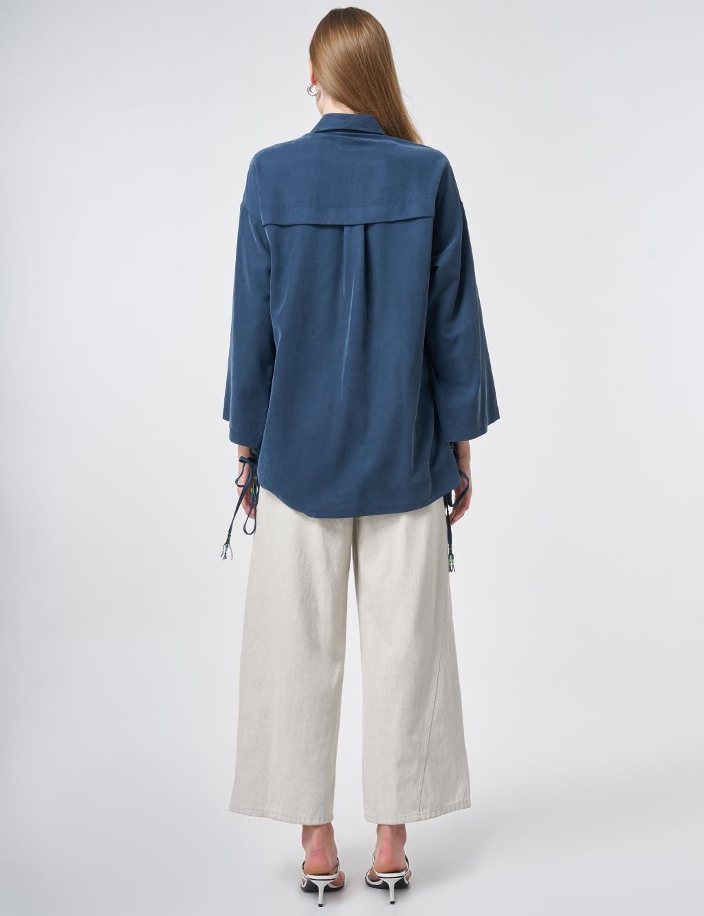 Beaded Embroidered Modal Tunic – Dark Navy