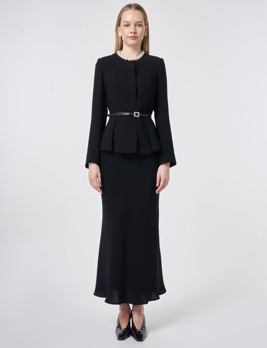 Belt Detailed Two-Piece Set – Black