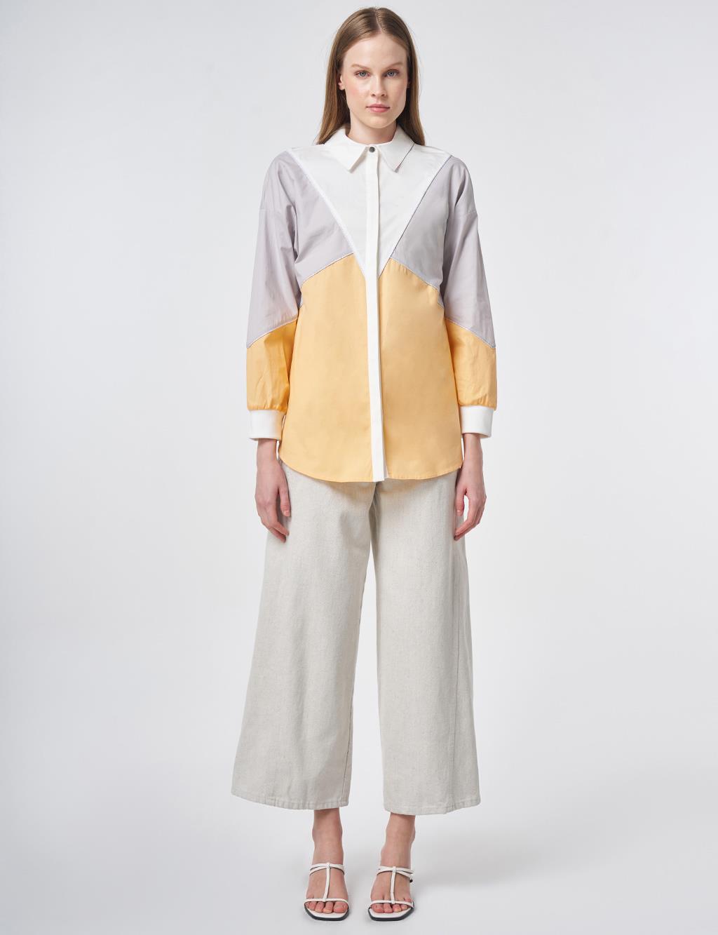 Color-Block Cotton Tunic – Peach