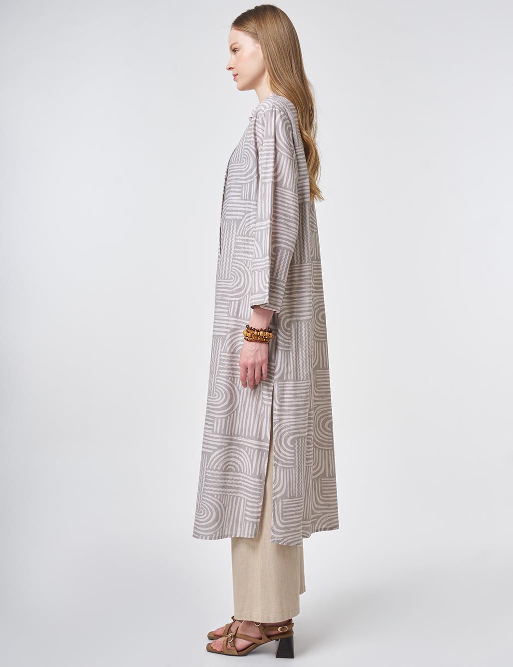 100% Cotton Mandarin Collar Tunic – Moss Green