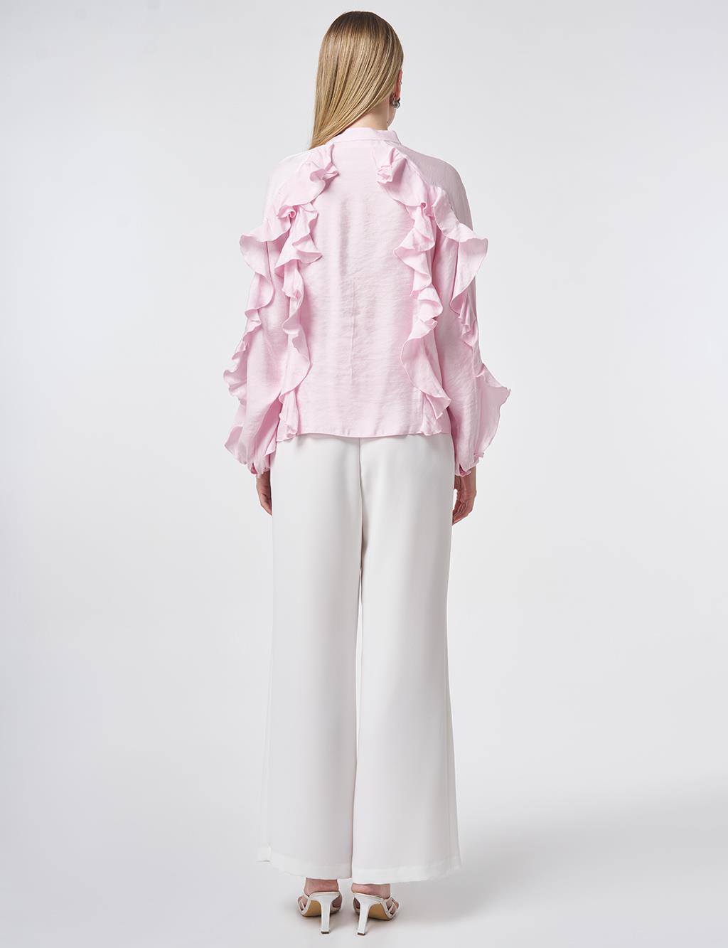 Ruffled Modal Blouse – Powder Pink