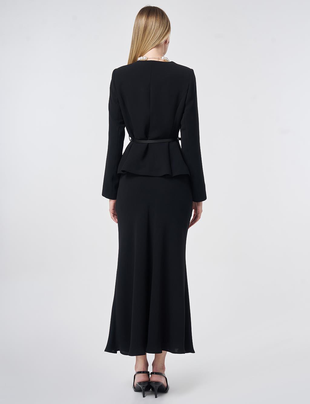 Belt Detailed Two-Piece Set – Black