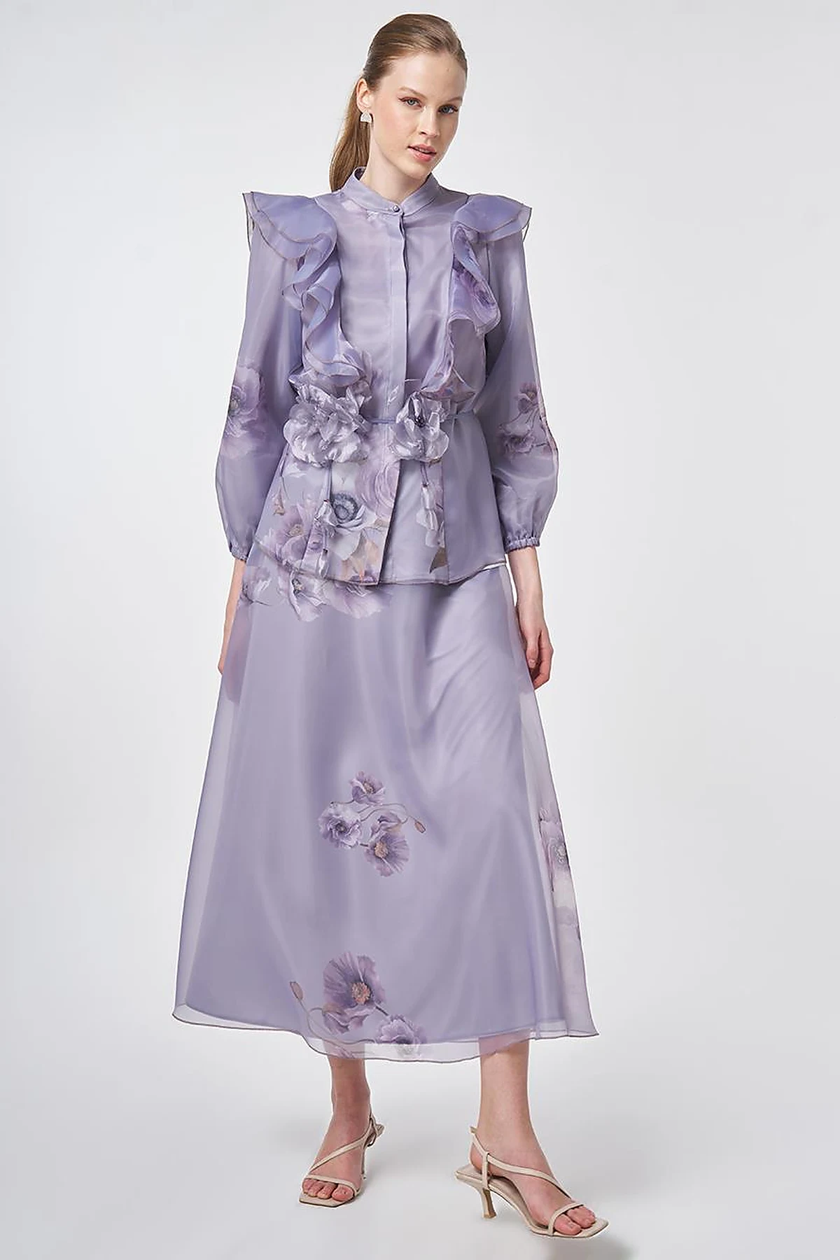 Ruffled Organza Two-Piece Set – Lilac