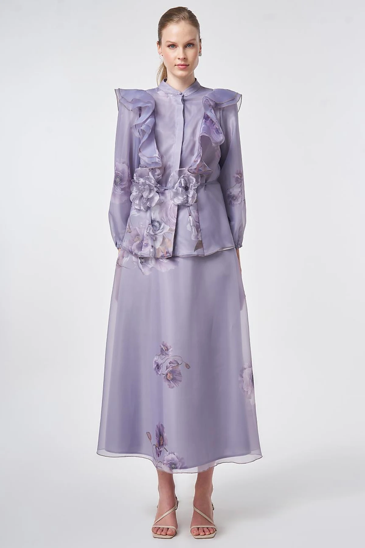 Ruffled Organza Two-Piece Set – Lilac