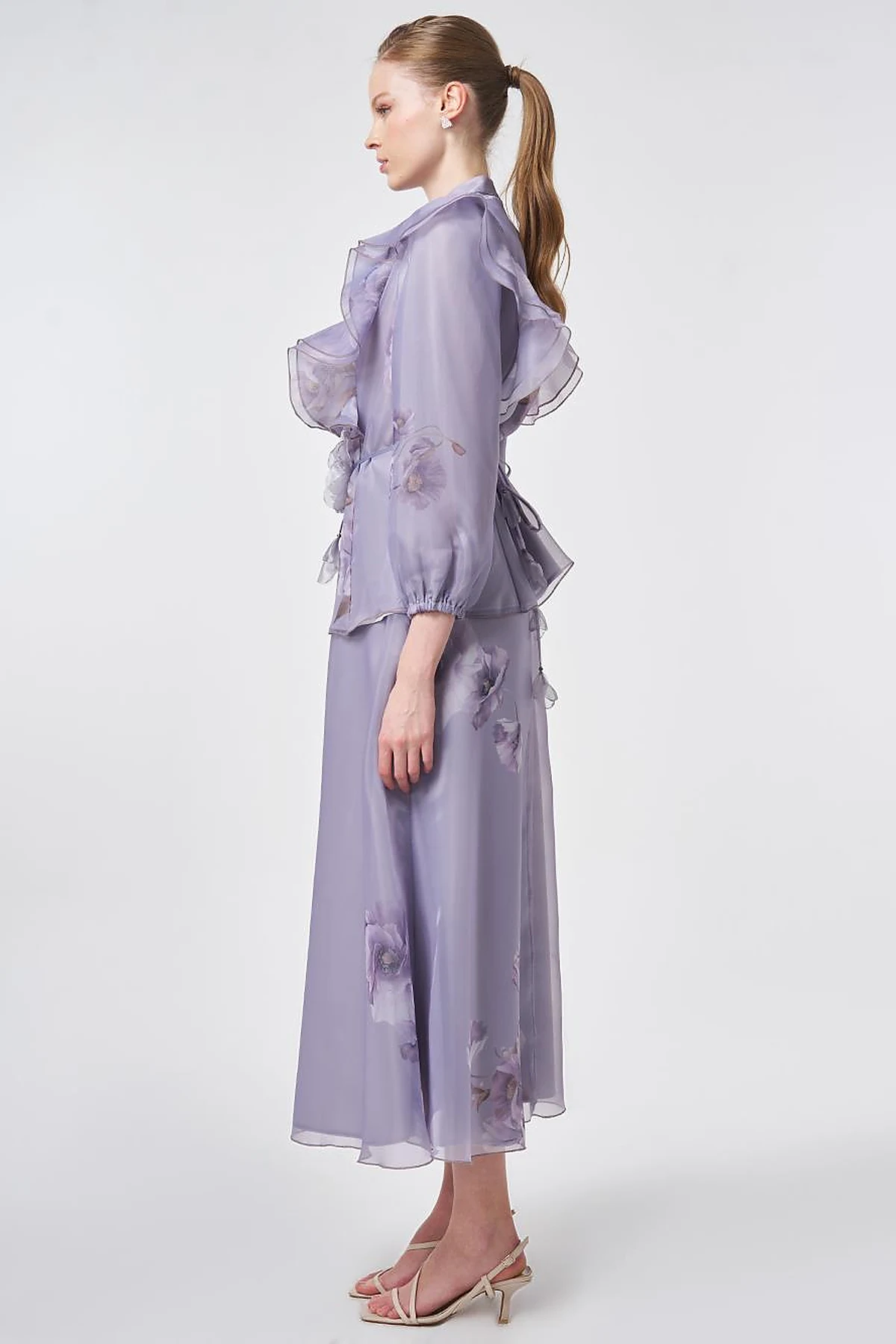 Ruffled Organza Two-Piece Set – Lilac