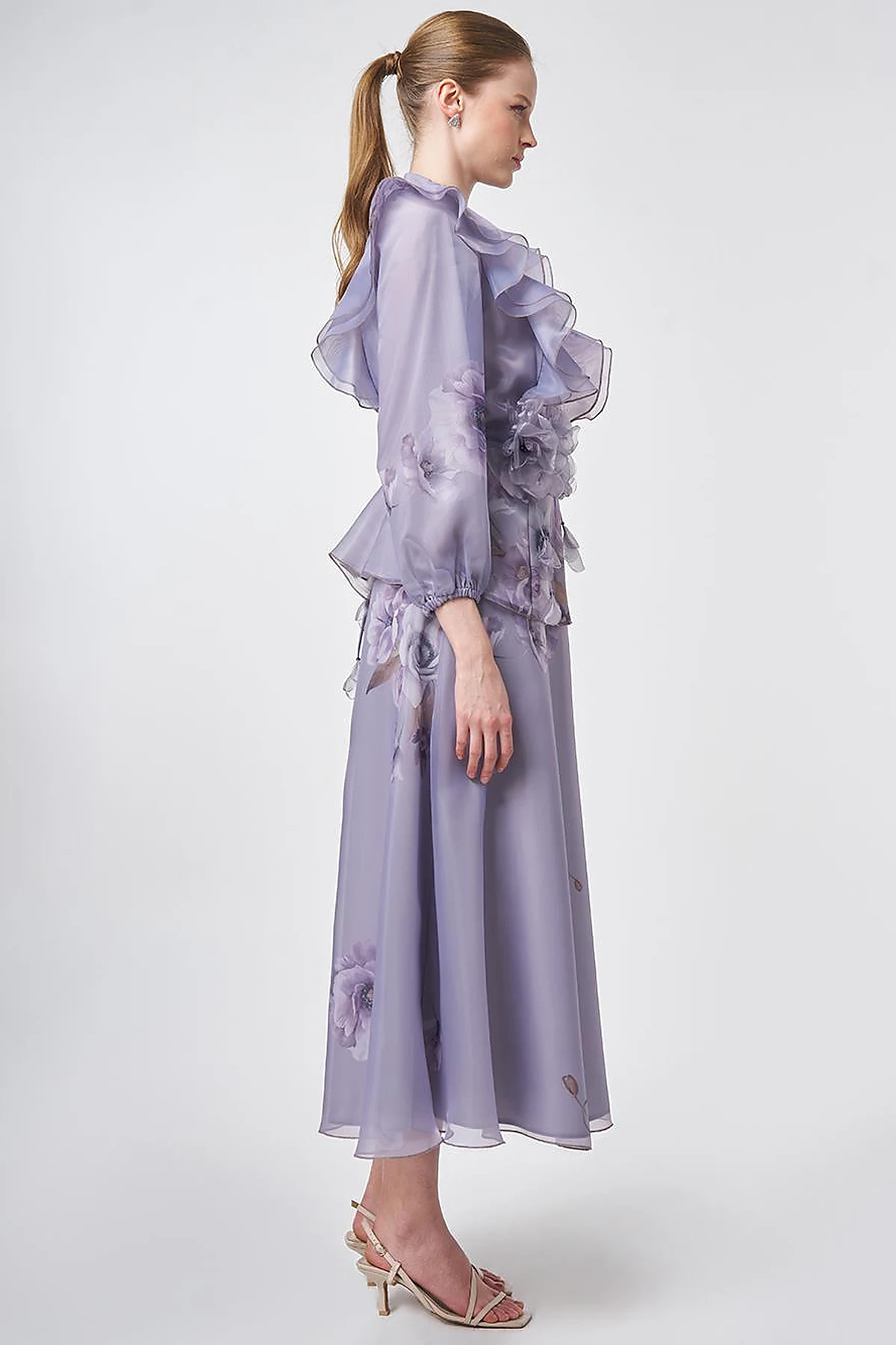 Ruffled Organza Two-Piece Set – Lilac