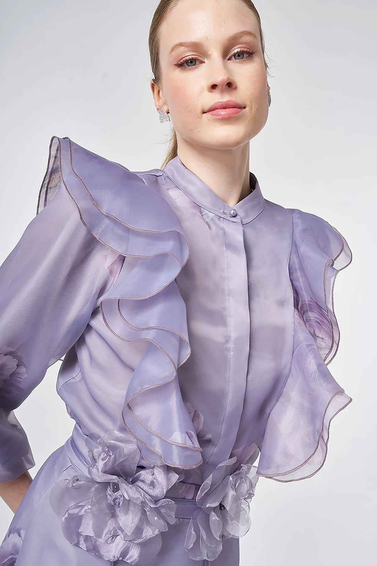 Ruffled Organza Two-Piece Set – Lilac