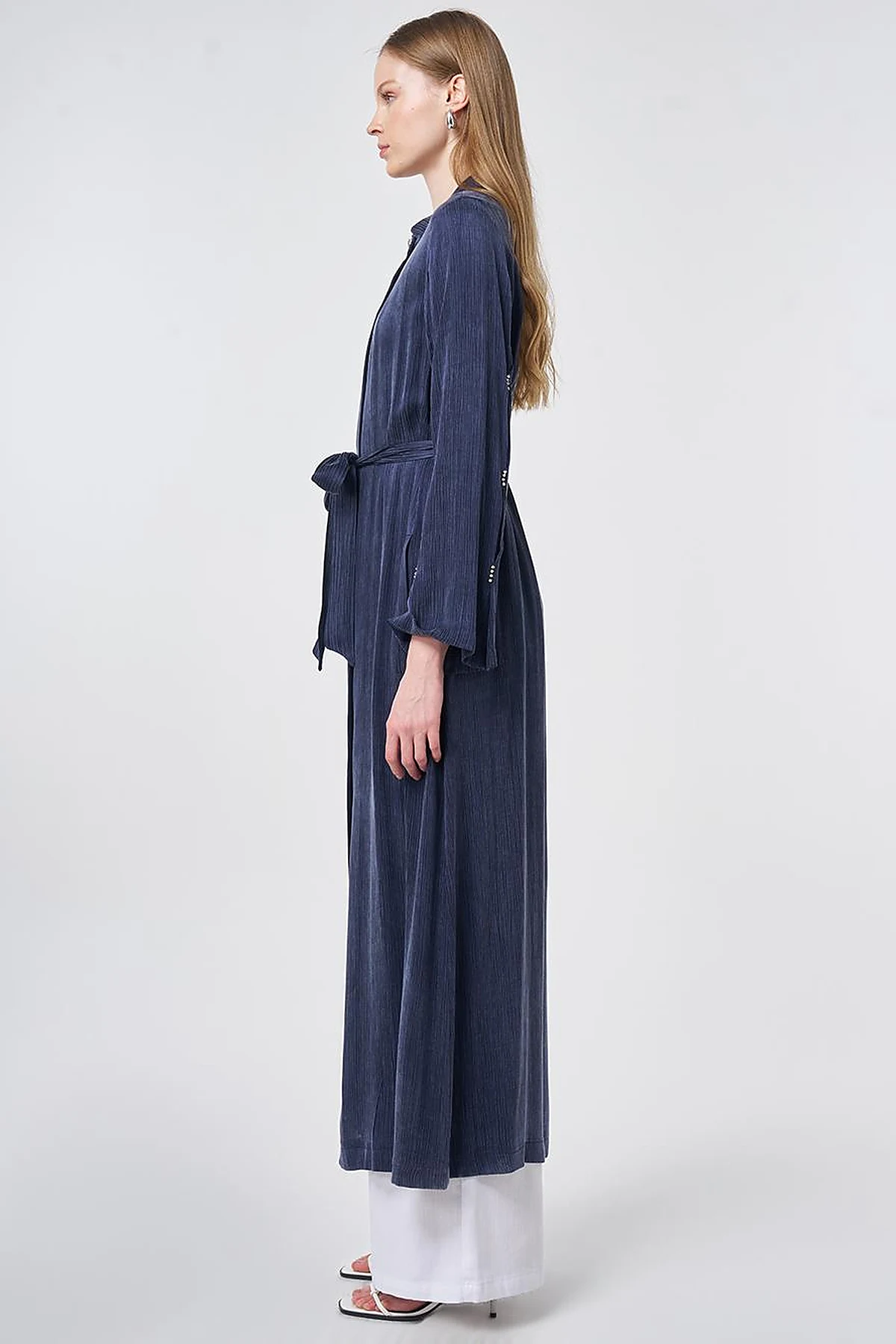 Stone Embellished Lyocell Viscose Throw-On – Dark Navy