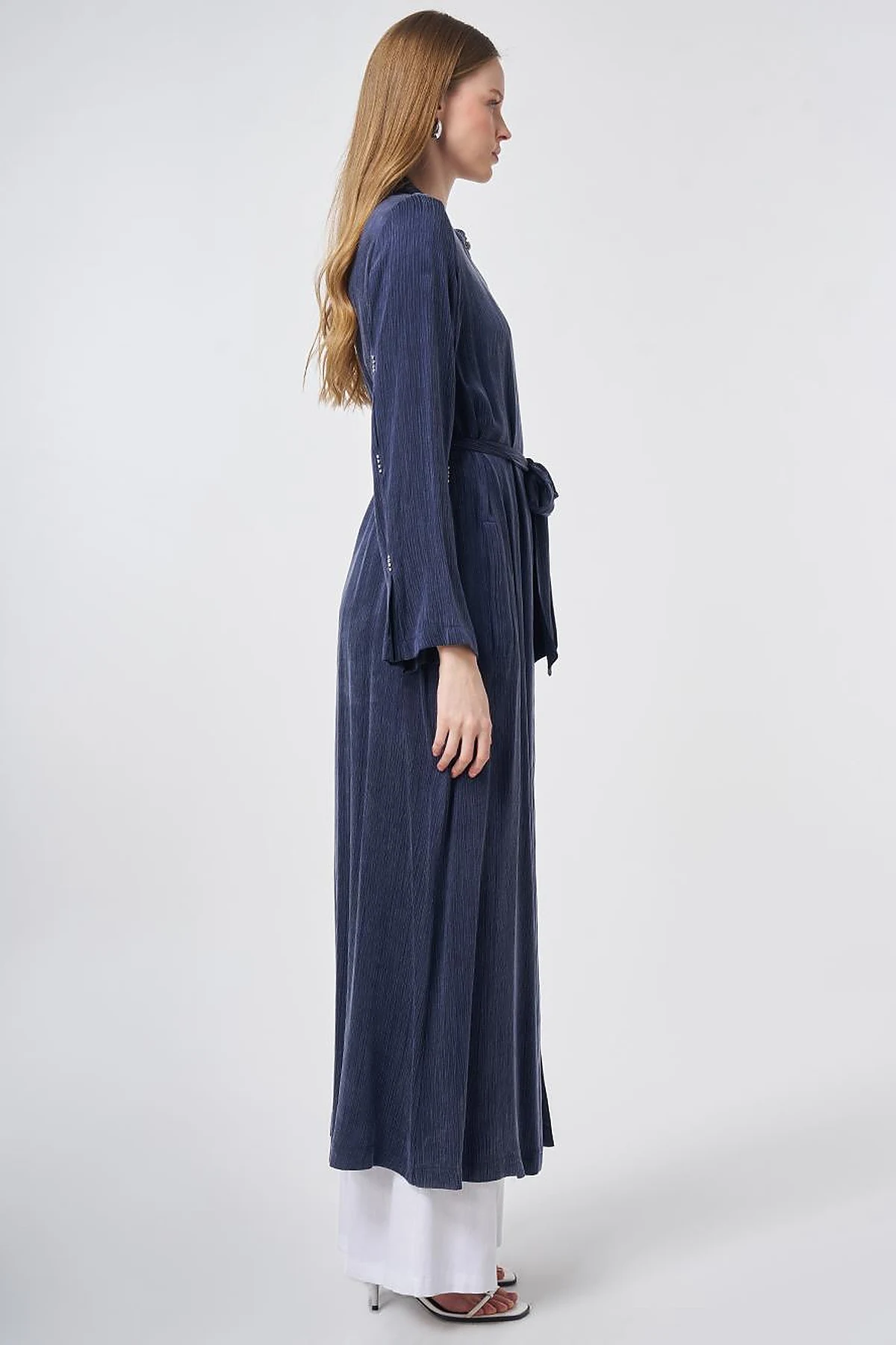 Stone Embellished Lyocell Viscose Throw-On – Dark Navy
