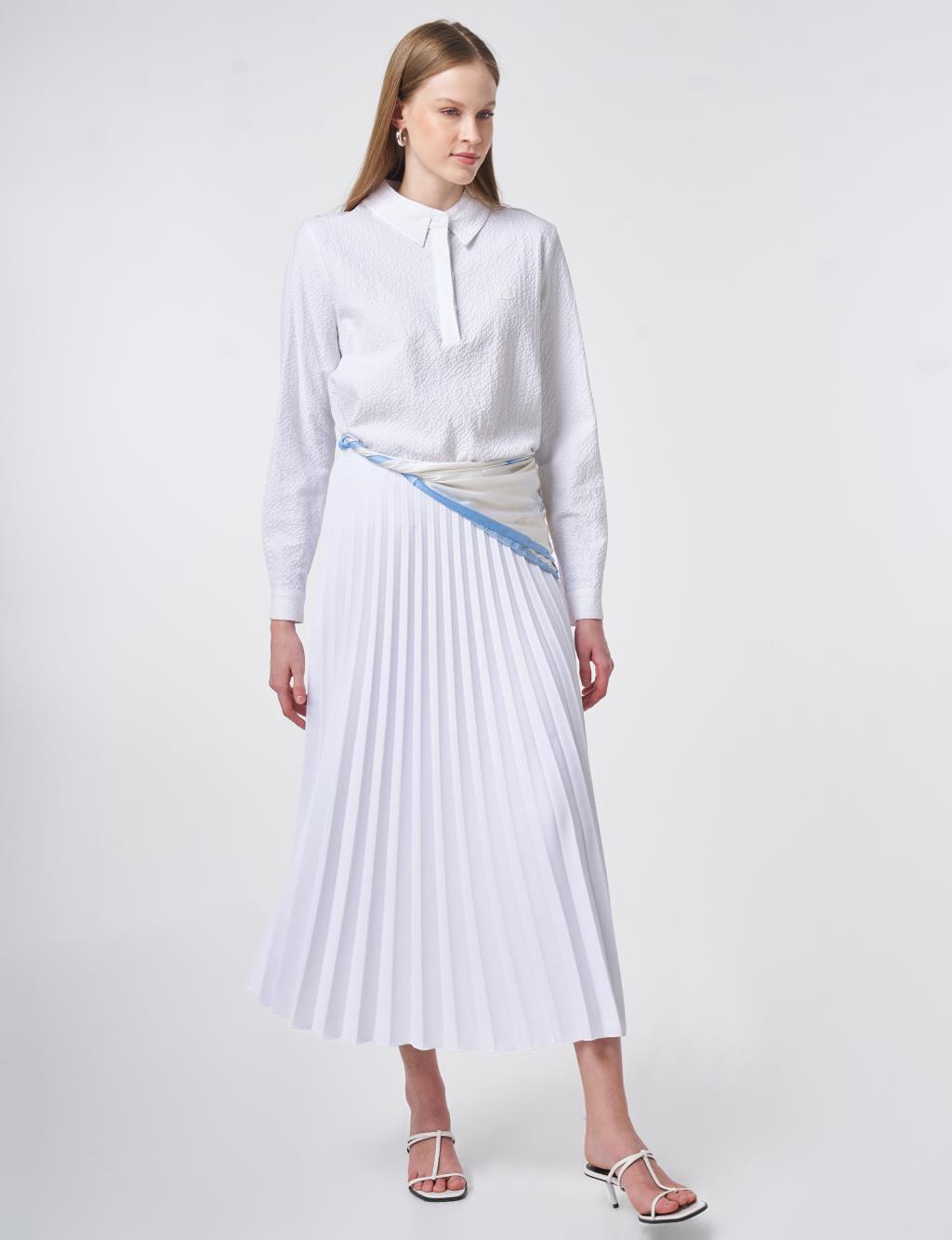 Optic White Pleated Skirt
