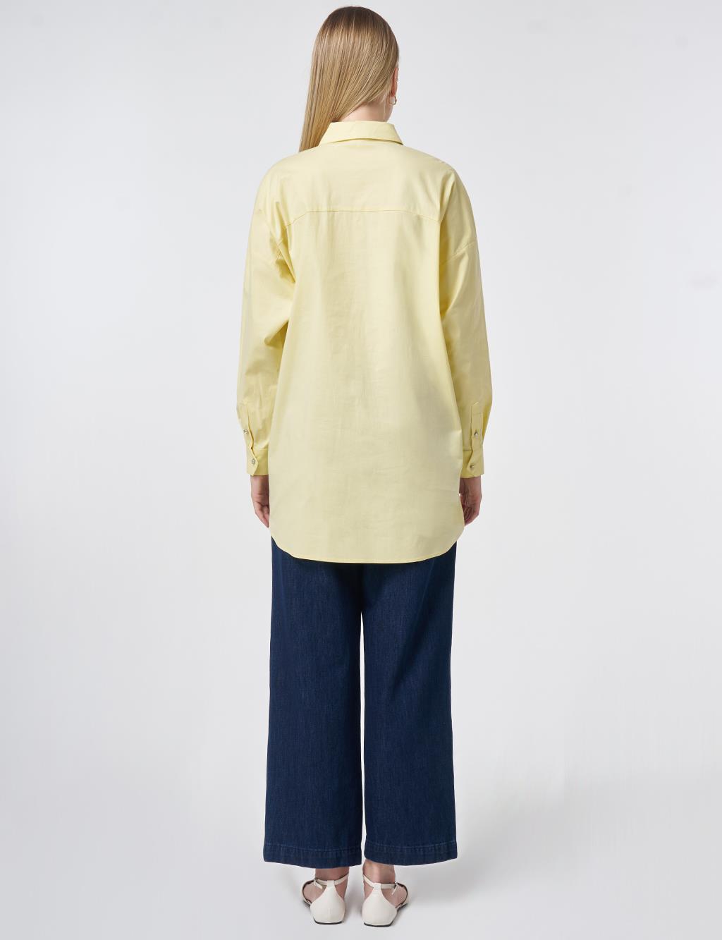 Stone Embroidered Cotton Tunic Lemon Yellow