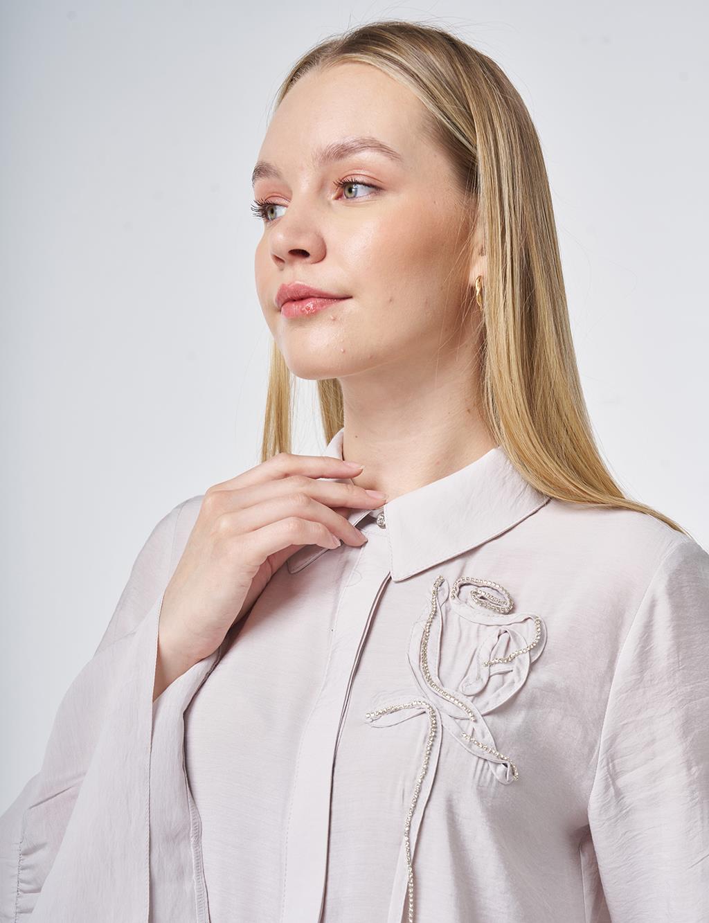 Light Grey Tiered Hem Ruffled Modal Tunic