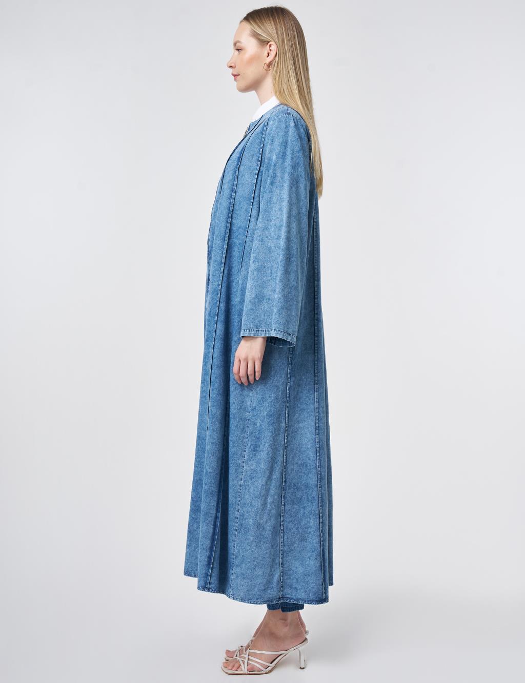 Yıkamalı Parça Dikişli Giy Çık Mavi