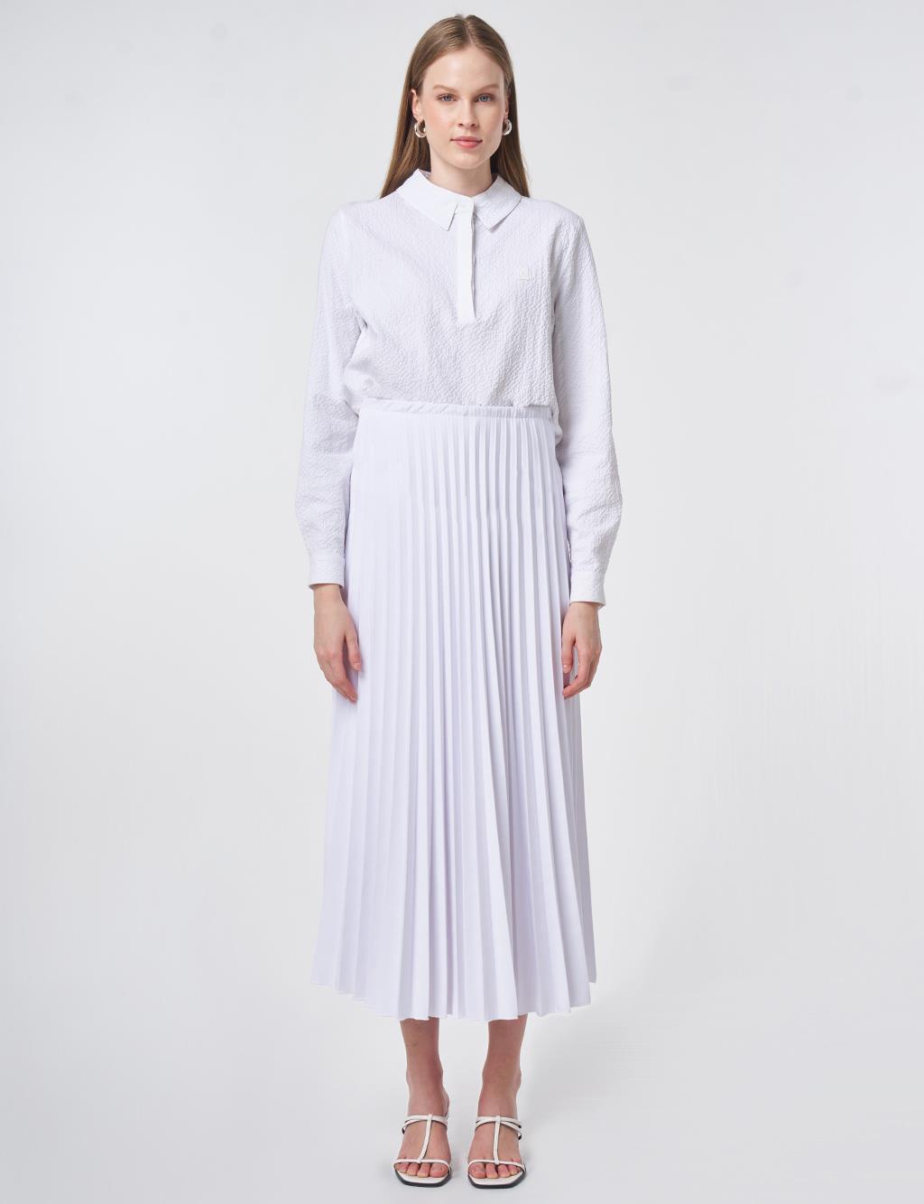 Optic White Pleated Skirt