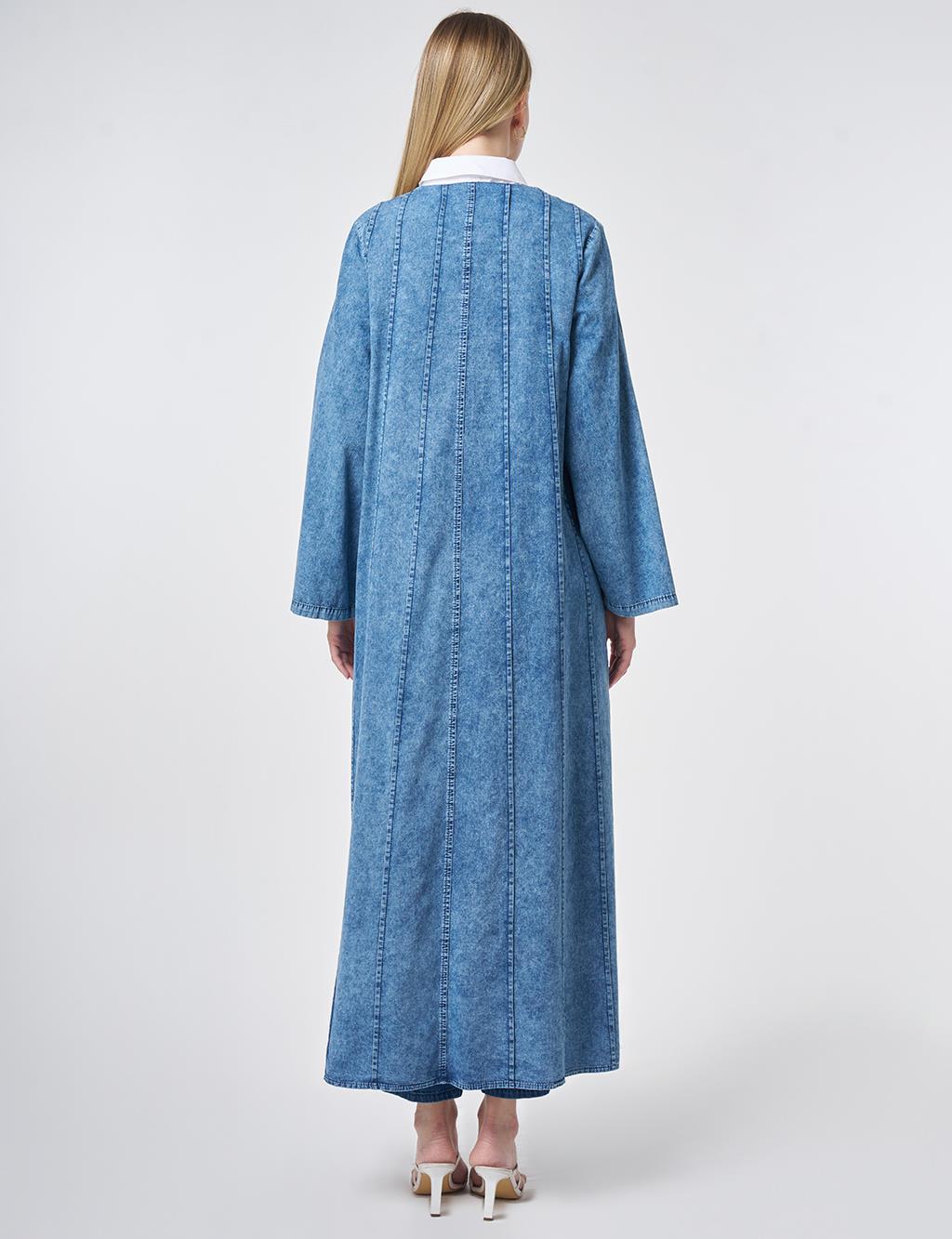 Yıkamalı Parça Dikişli Giy Çık Mavi