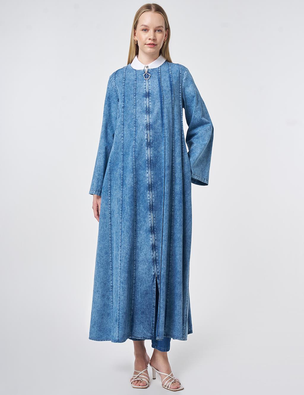 Yıkamalı Parça Dikişli Giy Çık Mavi