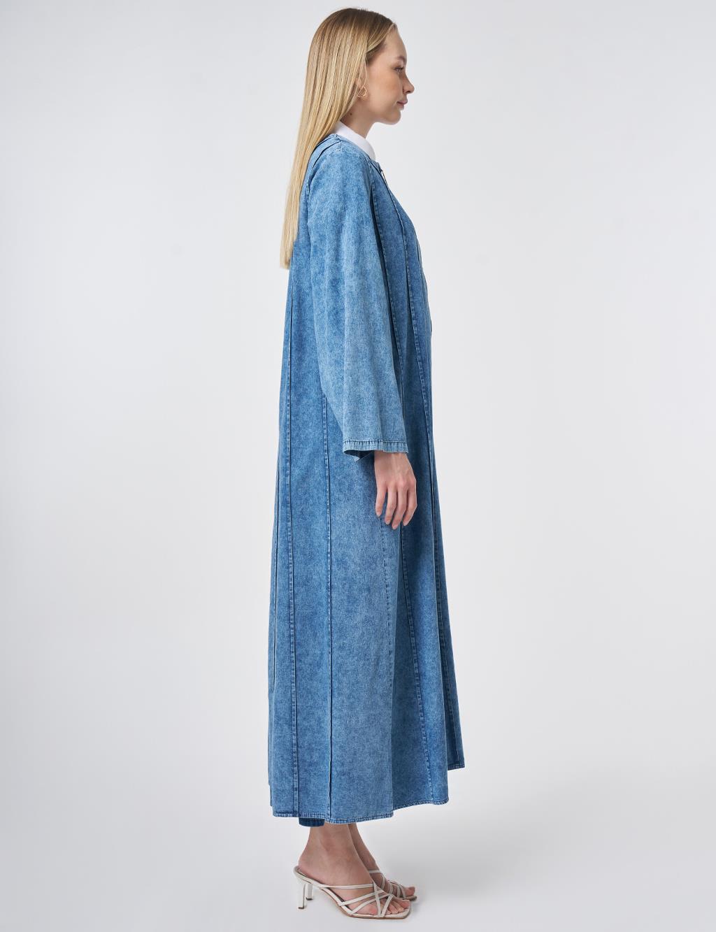 Yıkamalı Parça Dikişli Giy Çık Mavi