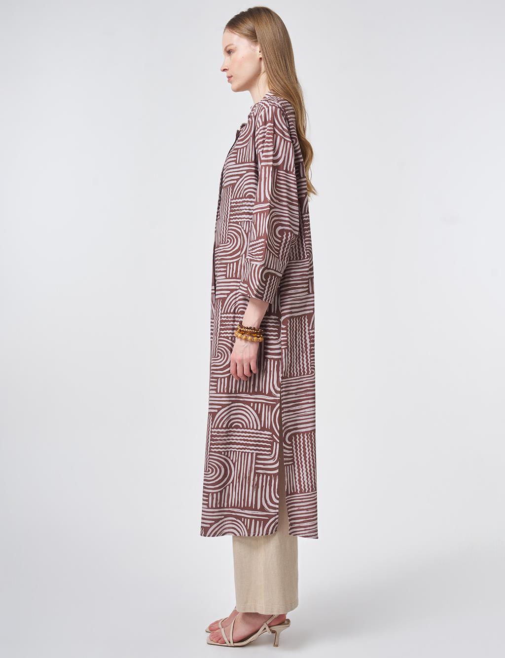 100% Cotton Mandarin Collar Tunic – Chocolate