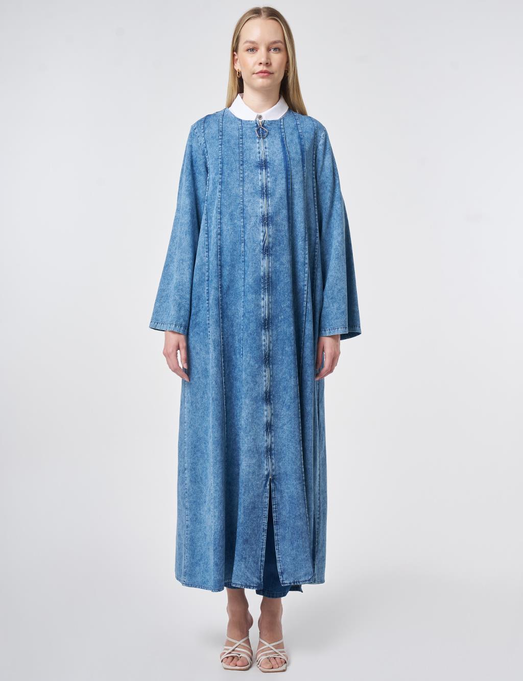 Yıkamalı Parça Dikişli Giy Çık Mavi