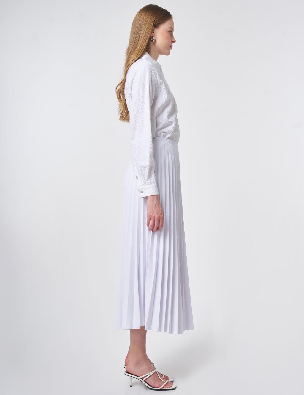 Optic White Pleated Skirt