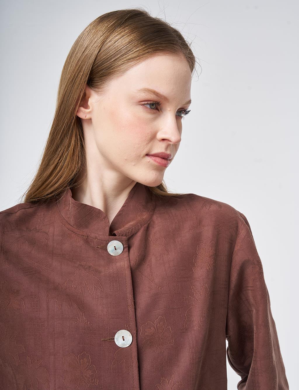 Hakim Yaka Modal Ceket Çikolata 