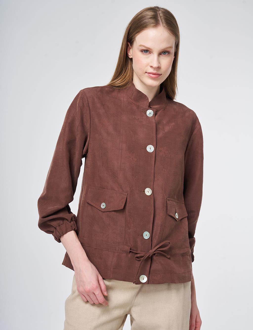 Hakim Yaka Modal Ceket Çikolata 