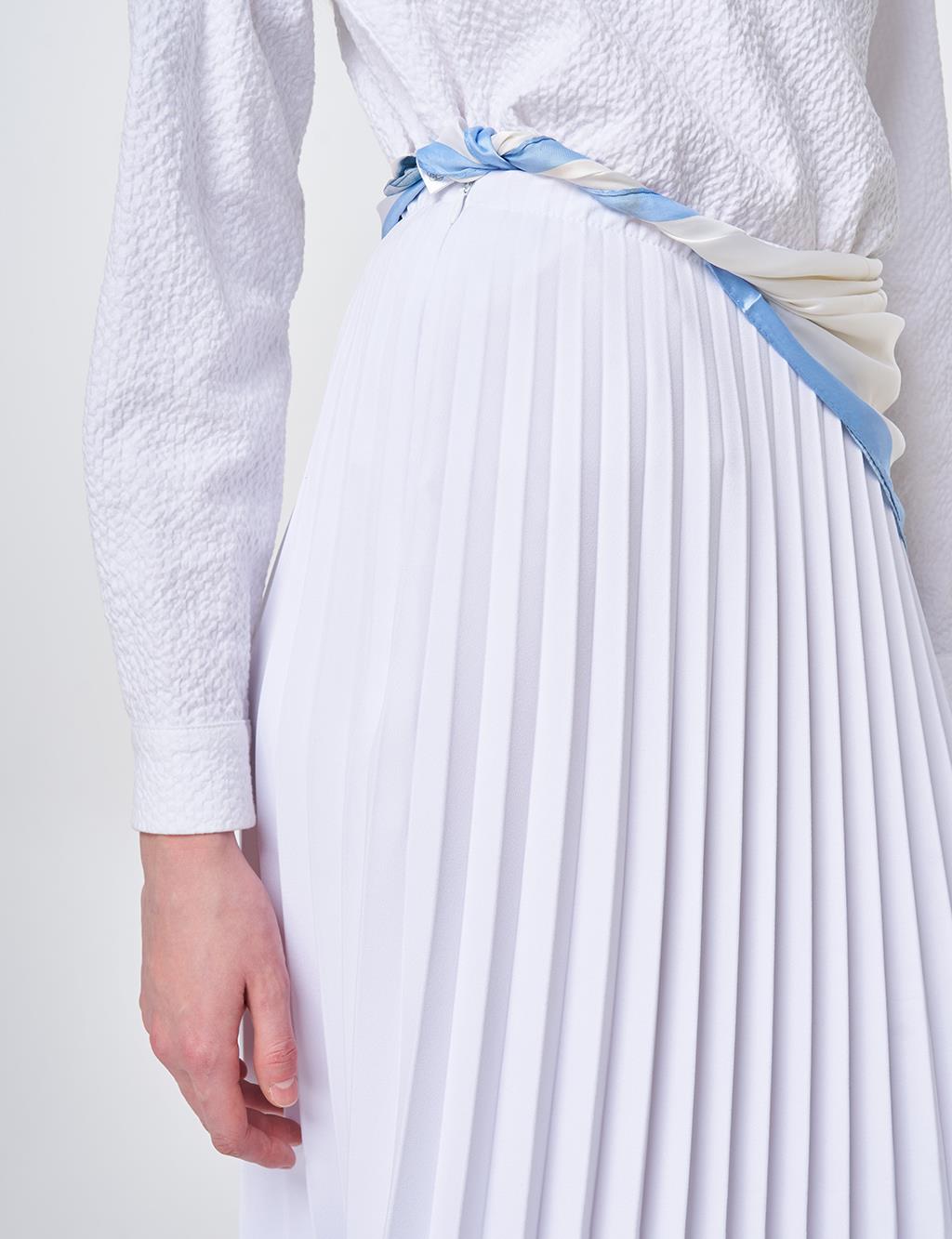 Optic White Pleated Skirt