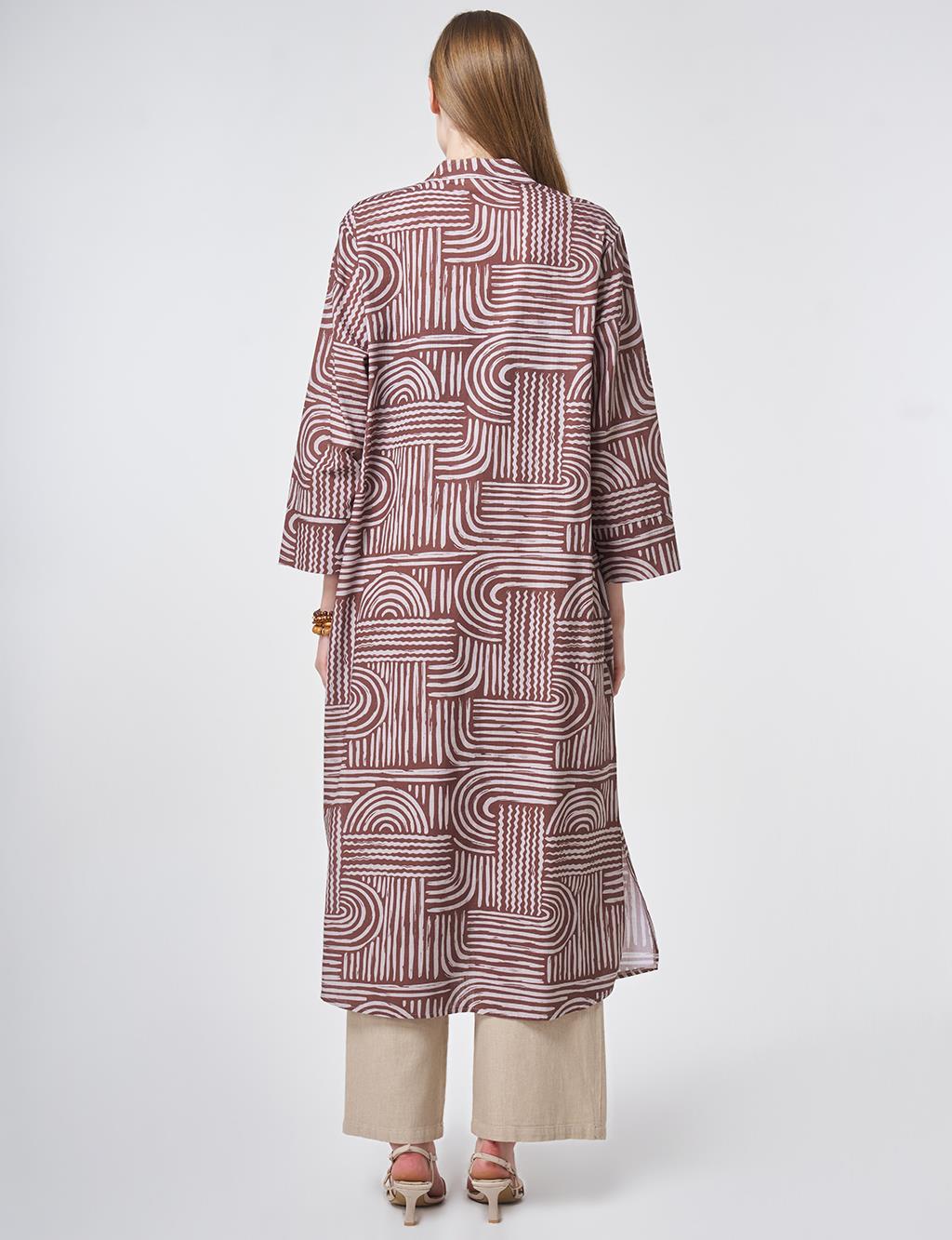 100% Cotton Mandarin Collar Tunic – Chocolate