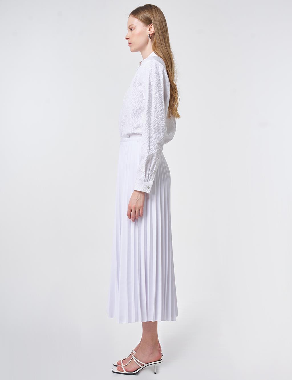 Optic White Pleated Skirt