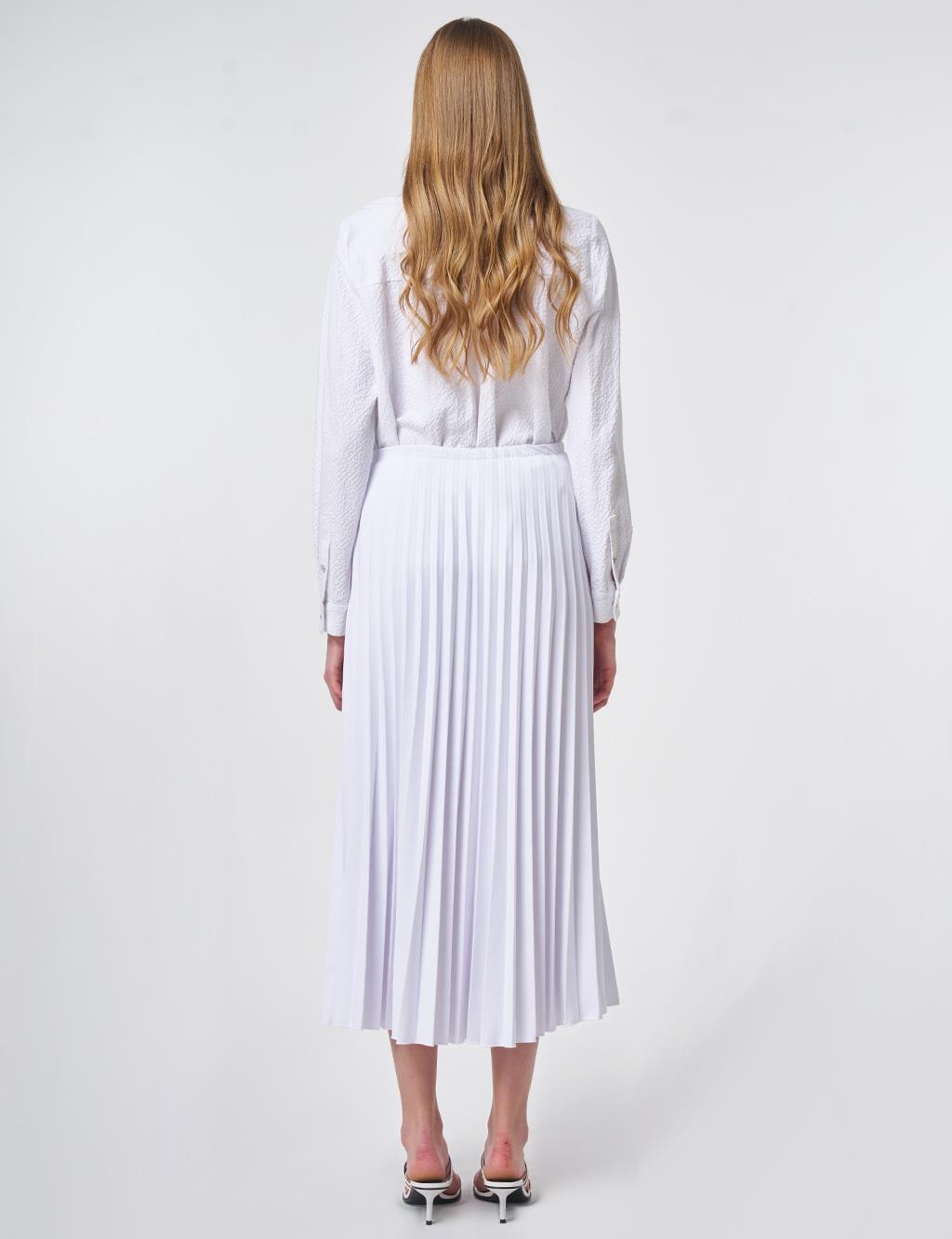 Optic White Pleated Skirt