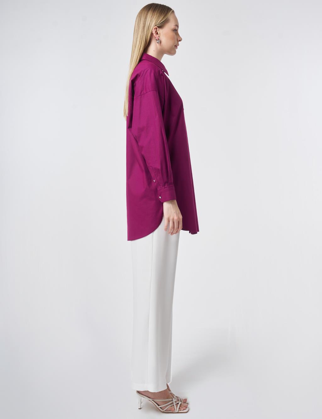 Stone Embroidered Cotton Tunic Plum