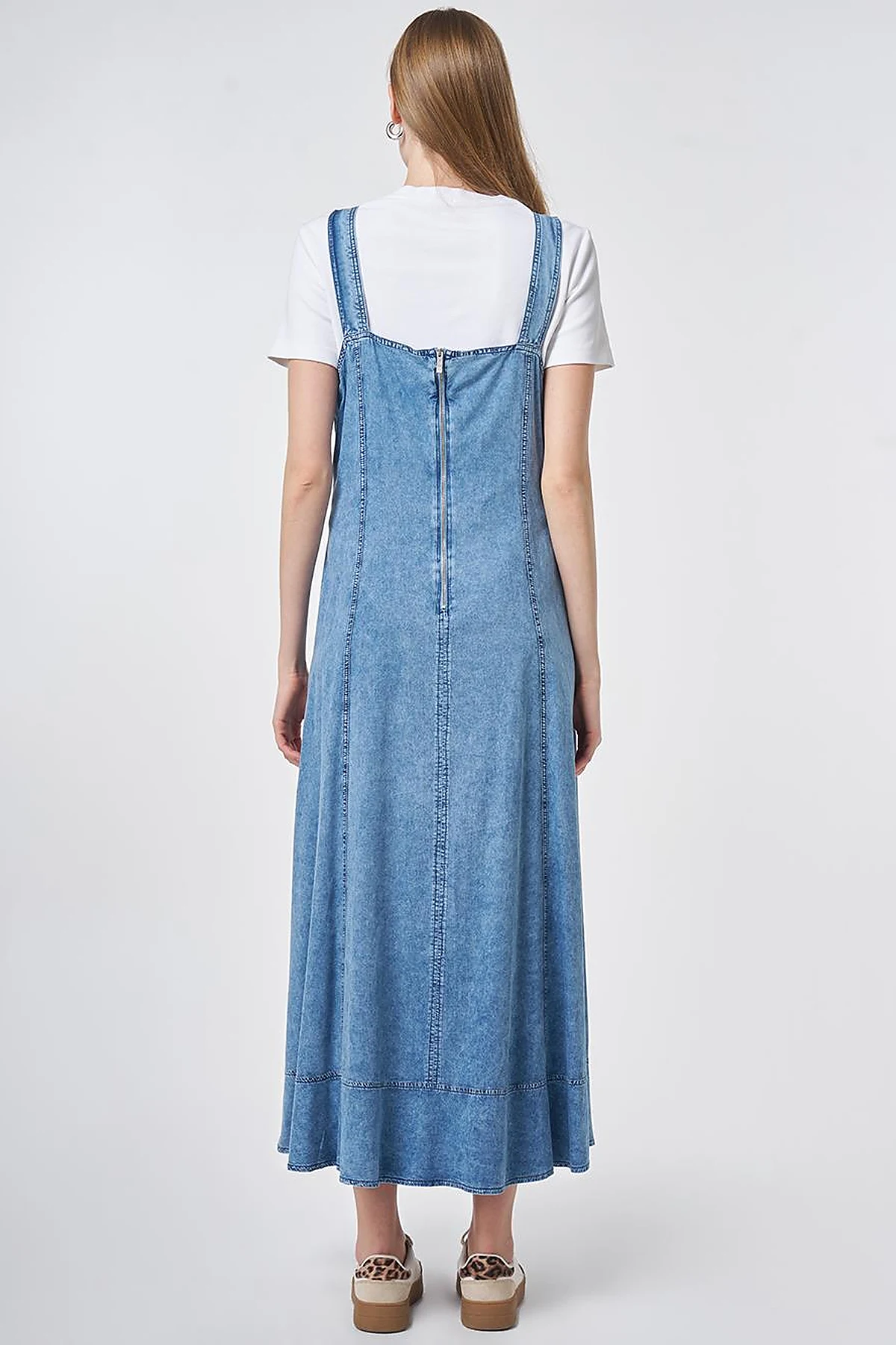 Denim Salopet Elbise Mavi