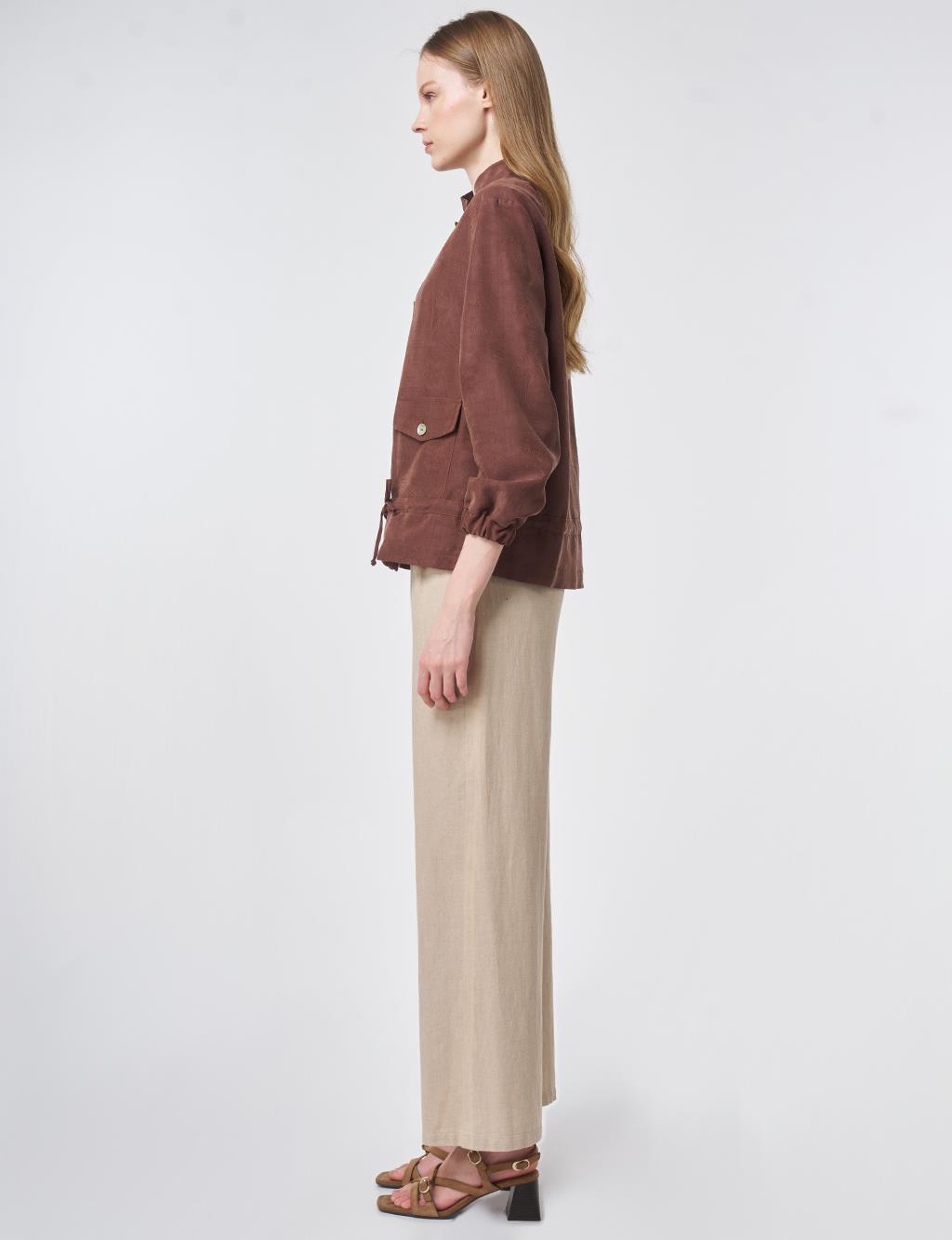 Hakim Yaka Modal Ceket Çikolata 