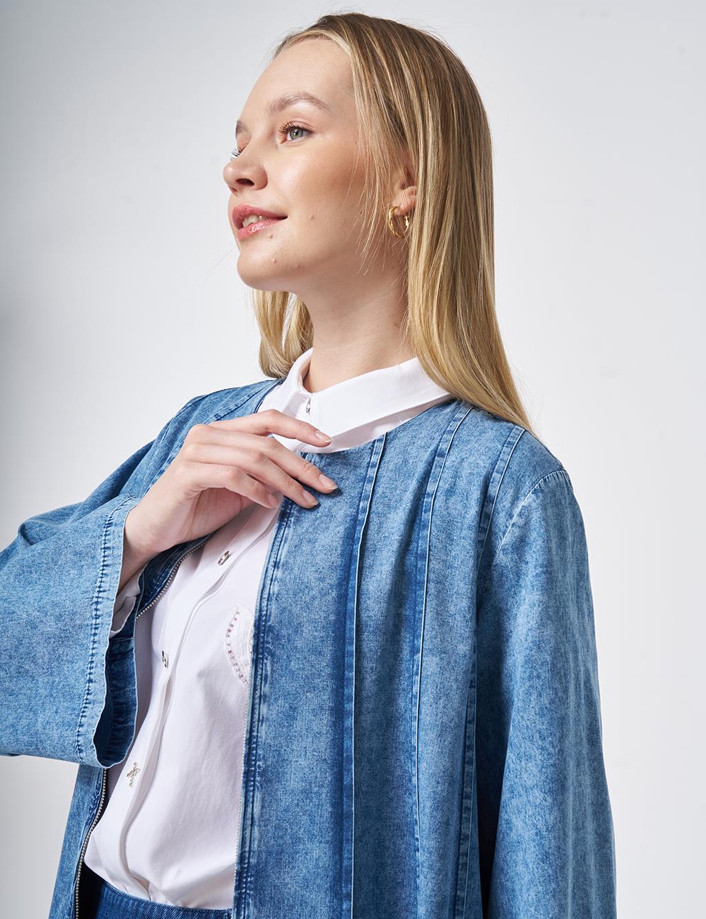 Yıkamalı Parça Dikişli Giy Çık Mavi