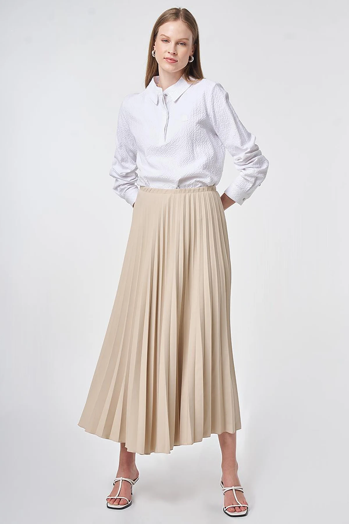 Stone Pleated Skirt
