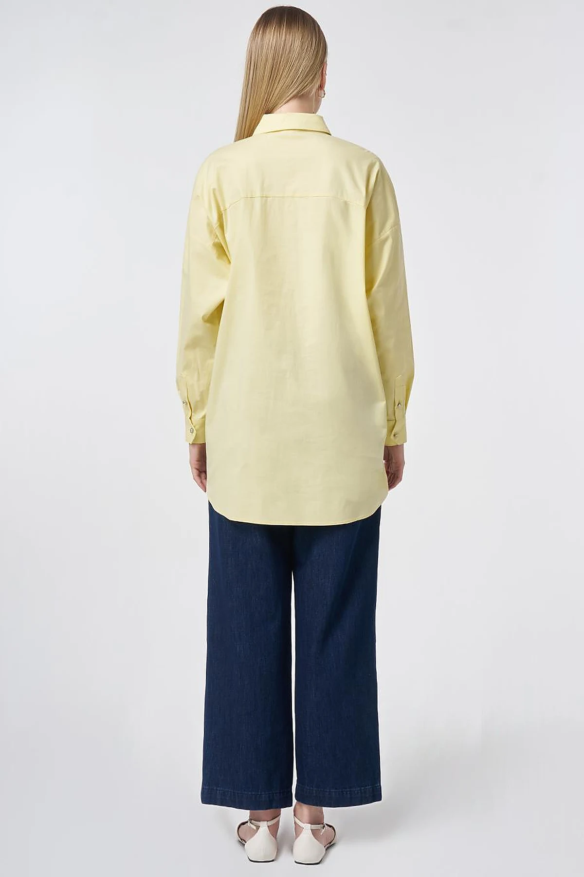 Stone Embroidered Cotton Tunic Lemon Yellow