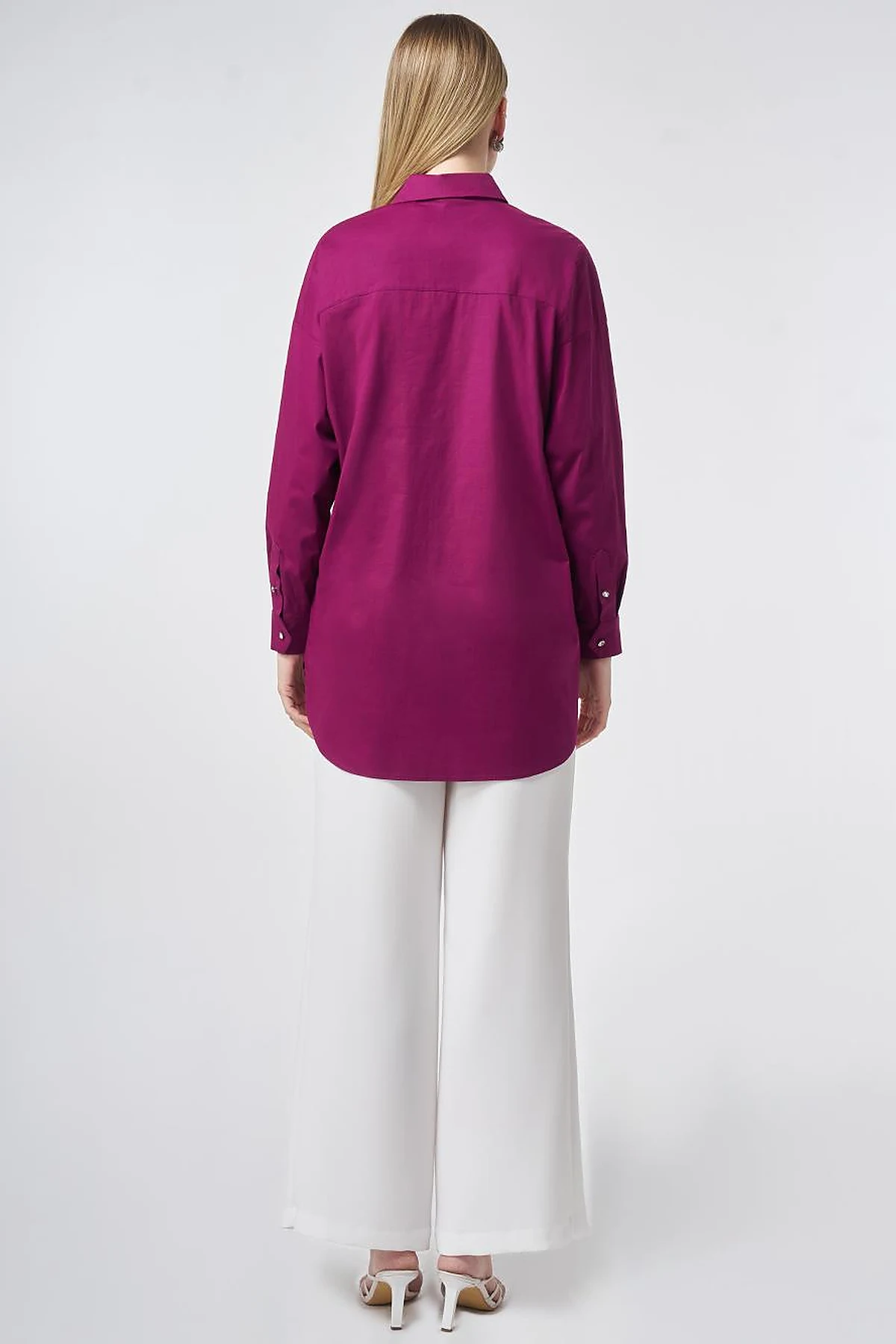Stone Embroidered Cotton Tunic Plum