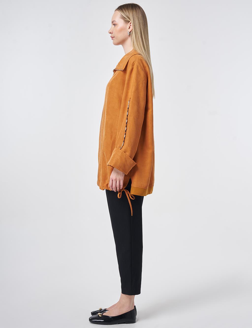 Wide Collar Modal Jacket in Cinnamon