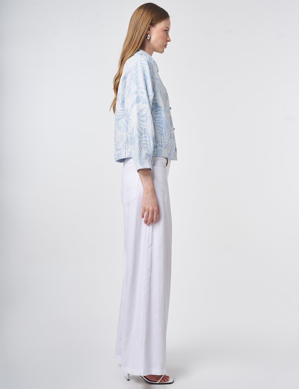 Patterned Short Jacket in Light Air Force Blue