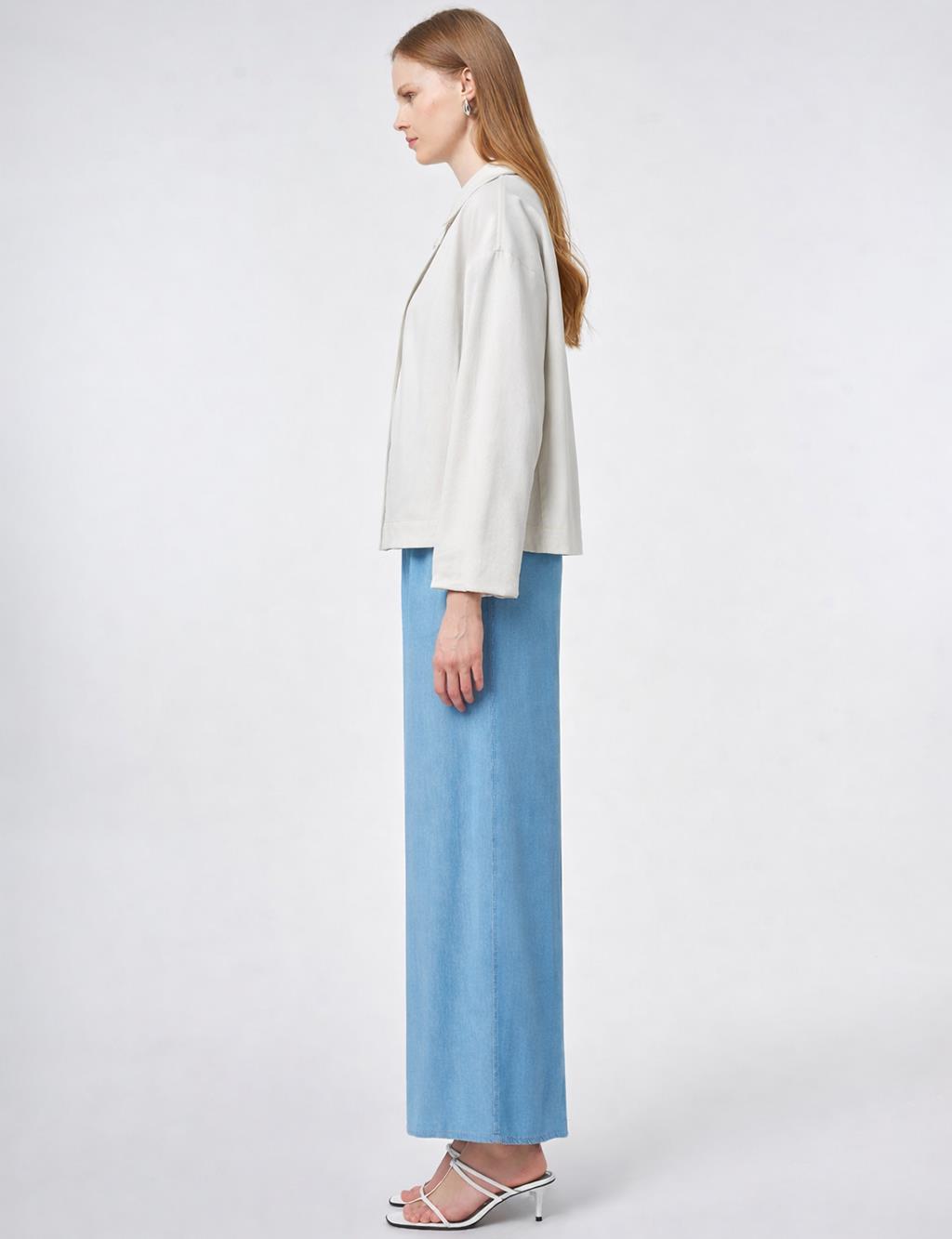 Fermuar Kapamalı Non Denim Kısa Ceket Gri 